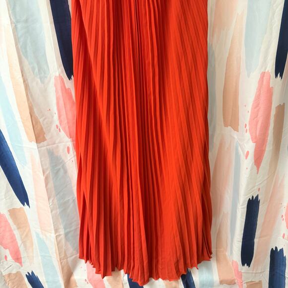 Reiss Roya Accordion Pleated Midi Dress in Red Size 2 - Picture 5 of 12